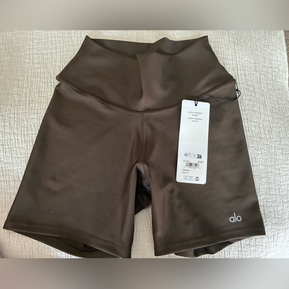 ALO Yoga 5” Airlift Energy High-Rise Espresso Bike Shorts - Picture 6 of 8
